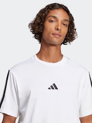 adidas White Essentials 3-Stripes Single 100% Cotton Jersey T-Shirt - Image 4 of 6