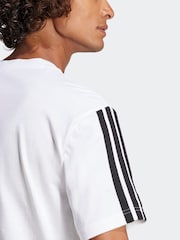 adidas White Essentials 3-Stripes Single 100% Cotton Jersey T-Shirt - Image 5 of 6