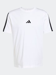 adidas White Essentials 3-Stripes Single 100% Cotton Jersey T-Shirt - Image 6 of 6