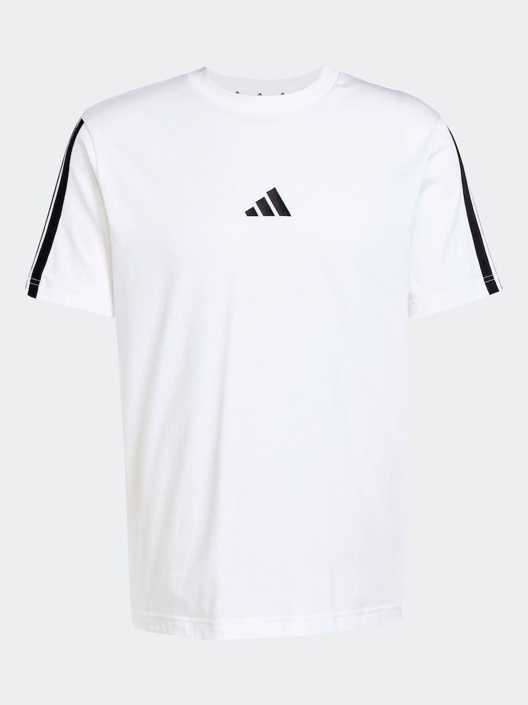 adidas White Essentials 3-Stripes Single 100% Cotton Jersey T-Shirt - Image 6 of 6