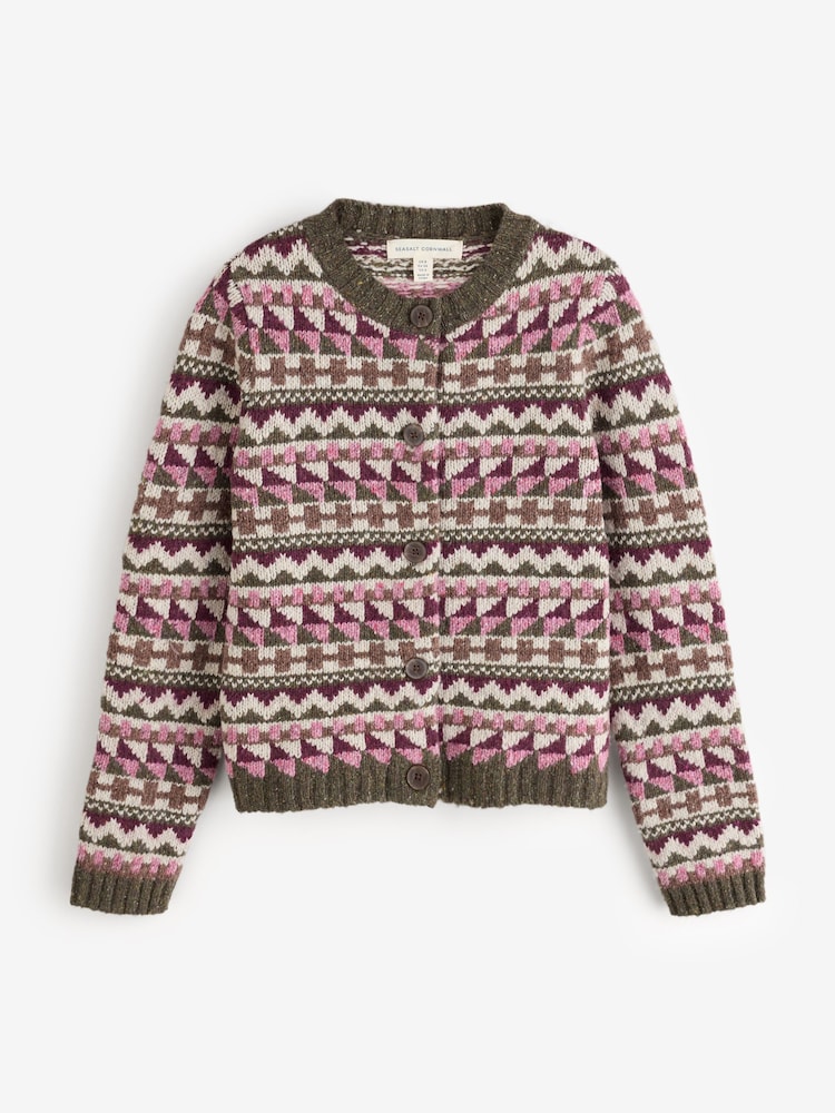 Seasalt Cornwall Pink Dawson Pick Fairisle Cardigan - Image 1 of 1