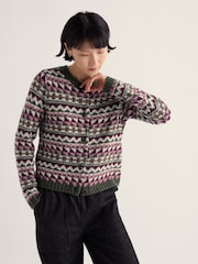 Seasalt Cornwall Pink Dawson Pick Fairisle Cardigan - Image 2 of 5