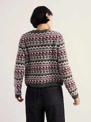 Seasalt Cornwall Pink Dawson Pick Fairisle Cardigan - Image 3 of 5