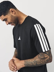 adidas Black Essentials 3-Stripes Single 100% Cotton Jersey T-Shirt - Image 5 of 6