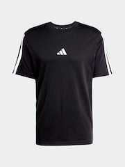 adidas Black Essentials 3-Stripes Single 100% Cotton Jersey T-Shirt - Image 6 of 6