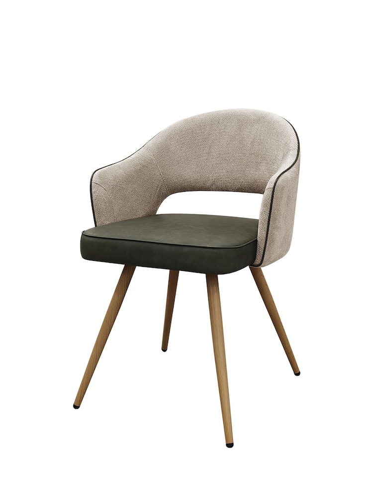 Bentley Designs Beige Vintage Olive Hanson Fabric and Faux Leather Dining Chair - Image 1 of 5 Bentley Designs Beige Vintage Olive Hanson Fabric and Faux Leather Dining Chair - Image 1 of 5