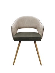 Bentley Designs Beige  Vintage Olive Hanson Fabric and Faux Leather Dining Chair - Image 2 of 5