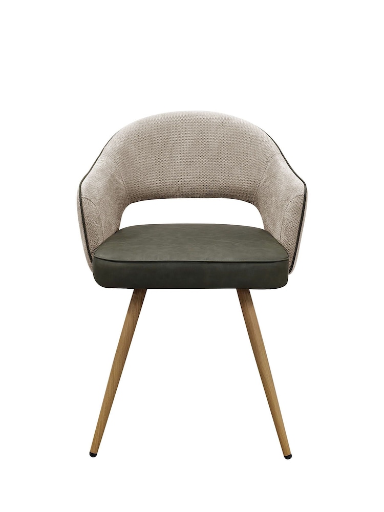 Bentley Designs Beige Vintage Olive Hanson Fabric and Faux Leather Dining Chair - Image 2 of 5 Bentley Designs Beige Vintage Olive Hanson Fabric and Faux Leather Dining Chair - Image 2 of 5