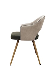 Bentley Designs Beige  Vintage Olive Hanson Fabric and Faux Leather Dining Chair - Image 3 of 5