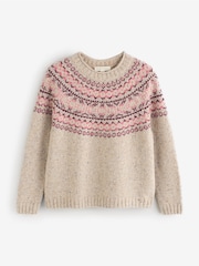 Seasalt Cornwall Pink Port Kinnis Fair Isle Jumper With Merino - Image 1 of 1