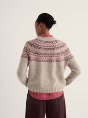 Seasalt Cornwall Oatmeal Port Kinnis Fair Isle Jumper With Merino - Image 2 of 5