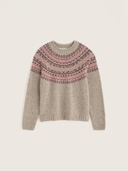 Seasalt Cornwall Oatmeal Port Kinnis Fair Isle Jumper With Merino - Image 4 of 5