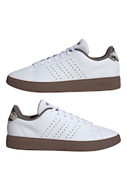 adidas White/Gum Advantage Trainers - Image 5 of 9
