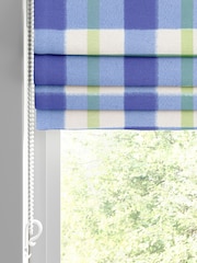 Wee Blue Bell Blue Green Blueberry Jam Check Made To Measure Roman Blinds - Image 2 of 7