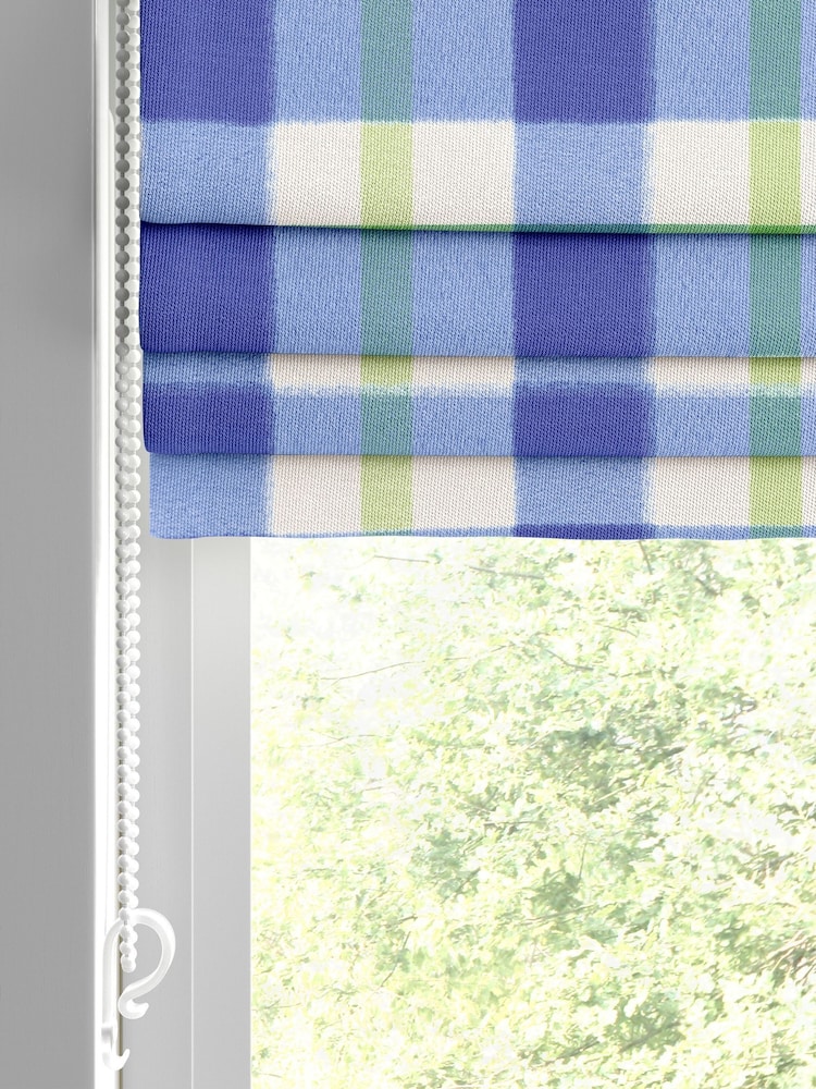 Wee Blue Bell Blue Green Blueberry Jam Check Made To Measure Roman Blinds - Image 2 of 7 Wee Blue Bell Blue Green Blueberry Jam Check Made To Measure Roman Blinds - Image 2 of 7