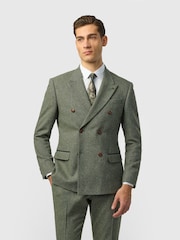 Zeleno - Dugmad na duplo kopčanje - Antique Rogue Slim Fit Baxter Double Breasted Herringbone Tweed Jacket - Slika 1 od 3