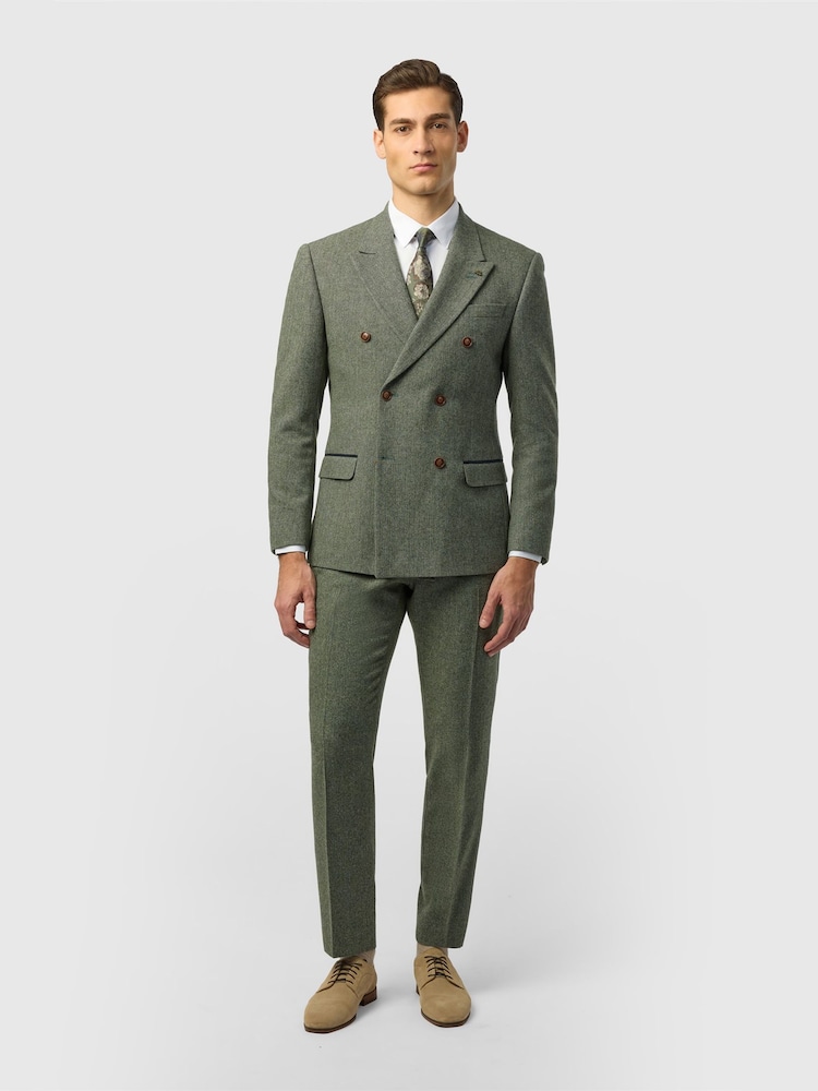 Zeleno - Dugmad na duplo kopčanje - Antique Rogue Slim Fit Baxter Double Breasted Herringbone Tweed Jacket - Slika 2 od 3 Zeleno - Dugmad na duplo kopčanje - Antique Rogue Slim Fit Baxter Double Breasted Herringbone Tweed Jacket - Slika 2 od 3