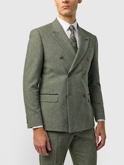 Zeleno - Dugmad na duplo kopčanje - Antique Rogue Slim Fit Baxter Double Breasted Herringbone Tweed Jacket - Slika 3 od 3
