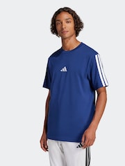 Синий - adidas Essentials 3-Stripes Single 100% Cotton Jersey T-Shirt - Image 1 of 6