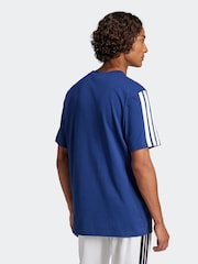 Синий - adidas Essentials 3-Stripes Single 100% Cotton Jersey T-Shirt - Image 2 of 6