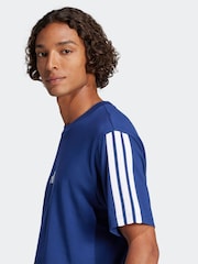 Синий - adidas Essentials 3-Stripes Single 100% Cotton Jersey T-Shirt - Image 4 of 6