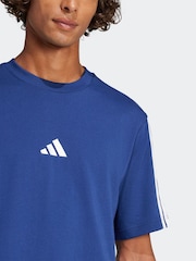Синий - adidas Essentials 3-Stripes Single 100% Cotton Jersey T-Shirt - Image 5 of 6