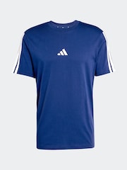 Синий - adidas Essentials 3-Stripes Single 100% Cotton Jersey T-Shirt - Image 6 of 6