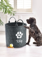Personalised Kids Dark Grey Felt Dog Bag/Trug by Loveabode - Image 3 of 4