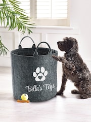 Personalised Kids Dark Grey Felt Dog Bag/Trug by Loveabode - Image 4 of 4