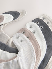 Grey/Brown/Cream 5 Pack Neutral Dribble Bibs - Image 6 of 7