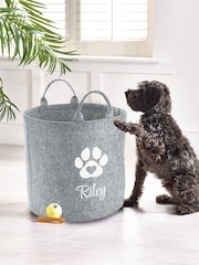 Personalised Kids Light Grey Felt Dog Bag/Trug by Loveabode - Image 2 of 4