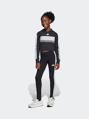 adidas Black Essentials Tiberio 3 Stripes Leggings and Hoodie Set - Image 1 of 8