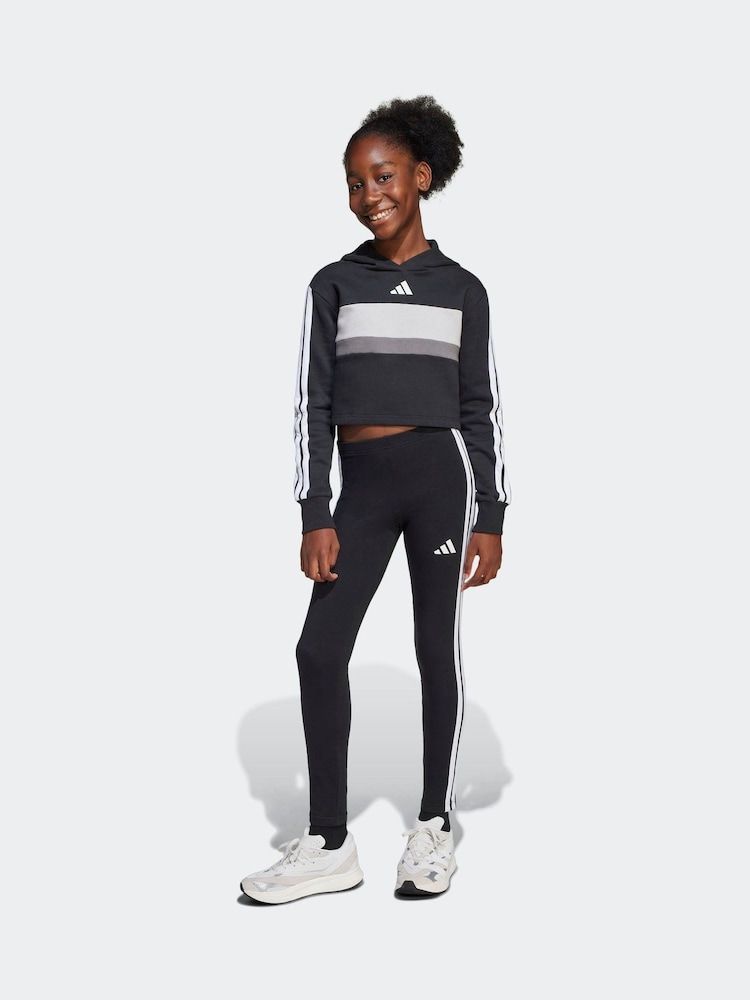 adidas Black Essentials Tiberio 3 Stripes Leggings and Hoodie Set - Image 1 of 8