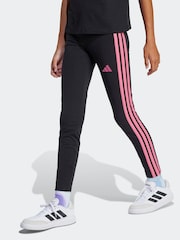 adidas Black 3 Stripe Essentials Leggings - Image 1 of 6