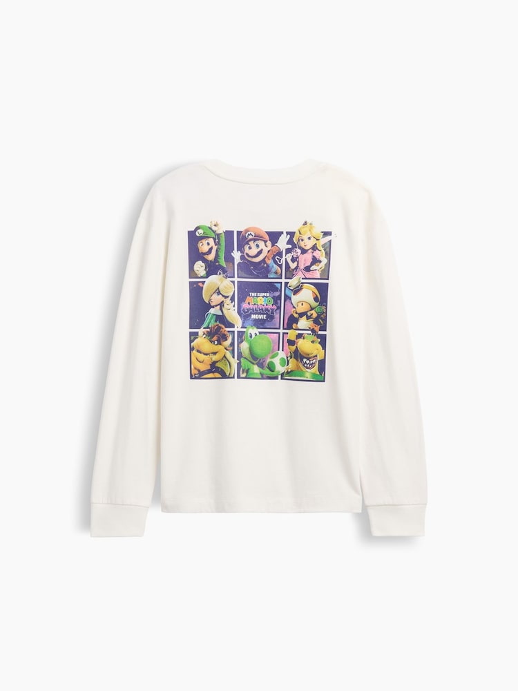 Gap White Super Mario Relaxed Graphic Long Sleeve T-Shirt (4-13yrs) - Image 2 of 3 Gap White Super Mario Relaxed Graphic Long Sleeve T-Shirt (4-13yrs) - Image 2 of 3