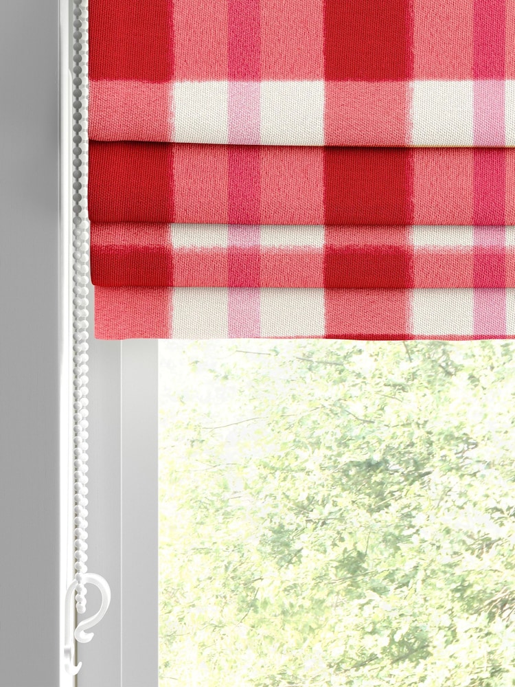 Wee Blue Bell Red Pink Strawberry Jam Check Made To Measure Roman Blinds - Image 2 of 7 Wee Blue Bell Red Pink Strawberry Jam Check Made To Measure Roman Blinds - Image 2 of 7