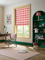 Wee Blue Bell Red Pink Strawberry Jam Check Made To Measure Roman Blinds - Image 6 of 7