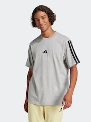 Серый - adidas Essentials 3-Stripes Single 100% Cotton Jersey T-Shirt - Image 1 of 6