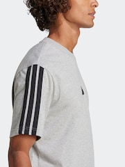 Серый - adidas Essentials 3-Stripes Single 100% Cotton Jersey T-Shirt - Image 5 of 6