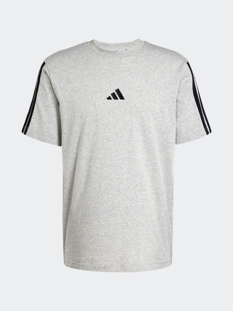 Серый - adidas Essentials 3-Stripes Single 100% Cotton Jersey T-Shirt - Image 6 of 6