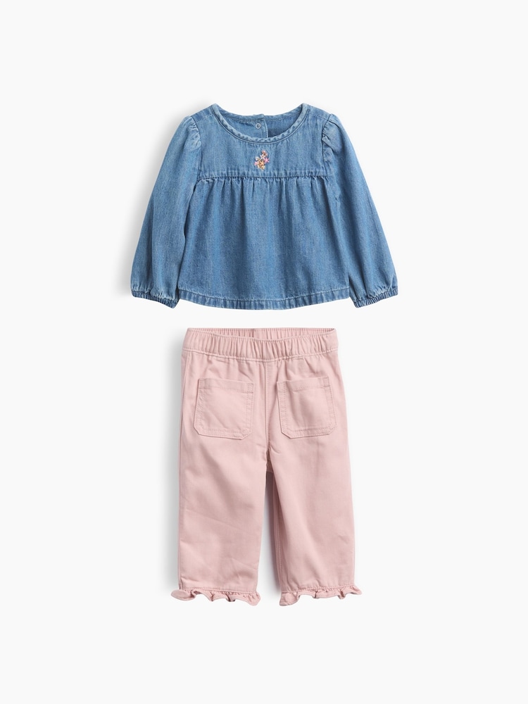 Gap Medium Wash/Pink Denim Outfit Set (0-24mths) - Image 1 of 3 Gap Medium Wash/Pink Denim Outfit Set (0-24mths) - Image 1 of 3