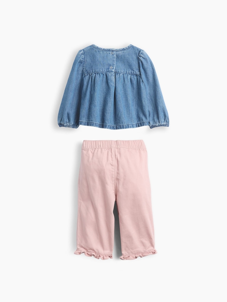 Gap Medium Wash/Pink Denim Outfit Set (0-24mths) - Image 2 of 3 Gap Medium Wash/Pink Denim Outfit Set (0-24mths) - Image 2 of 3