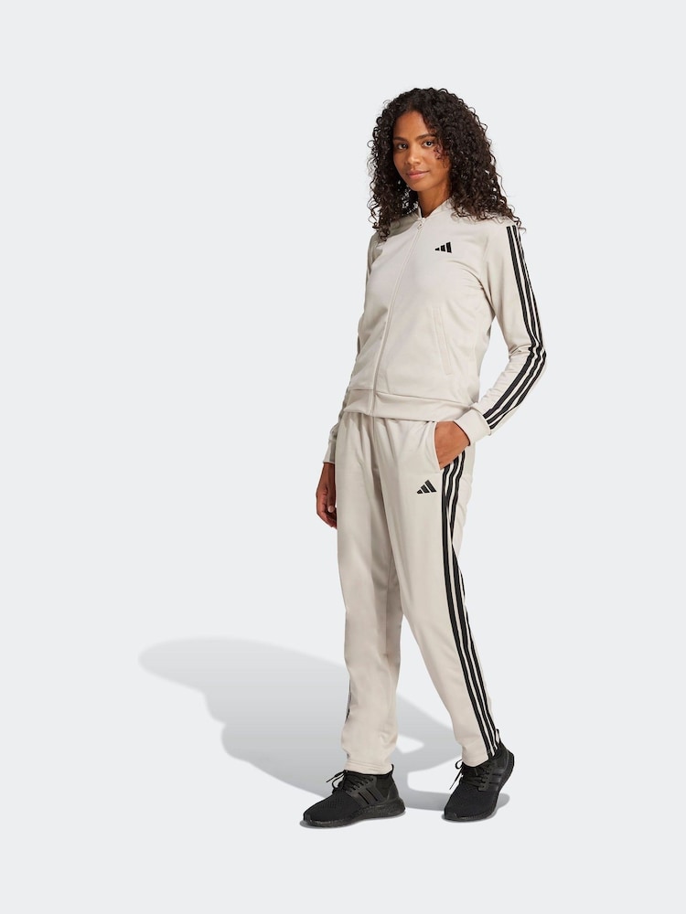 adidas Grey Essentials 3 Stripes Tracksuit - Image 1 of 8