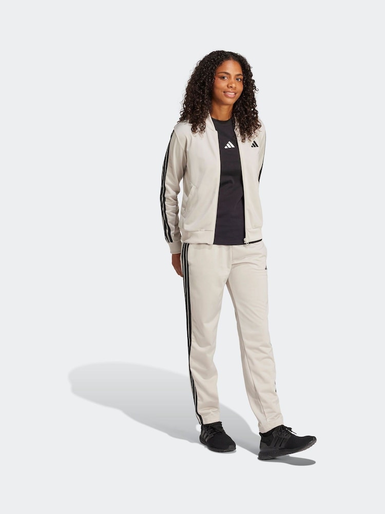 adidas Grey Essentials 3 Stripes Tracksuit - Image 3 of 8