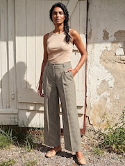 Roman Brown Tweed Wide Leg Trousers - Image 1 of 5