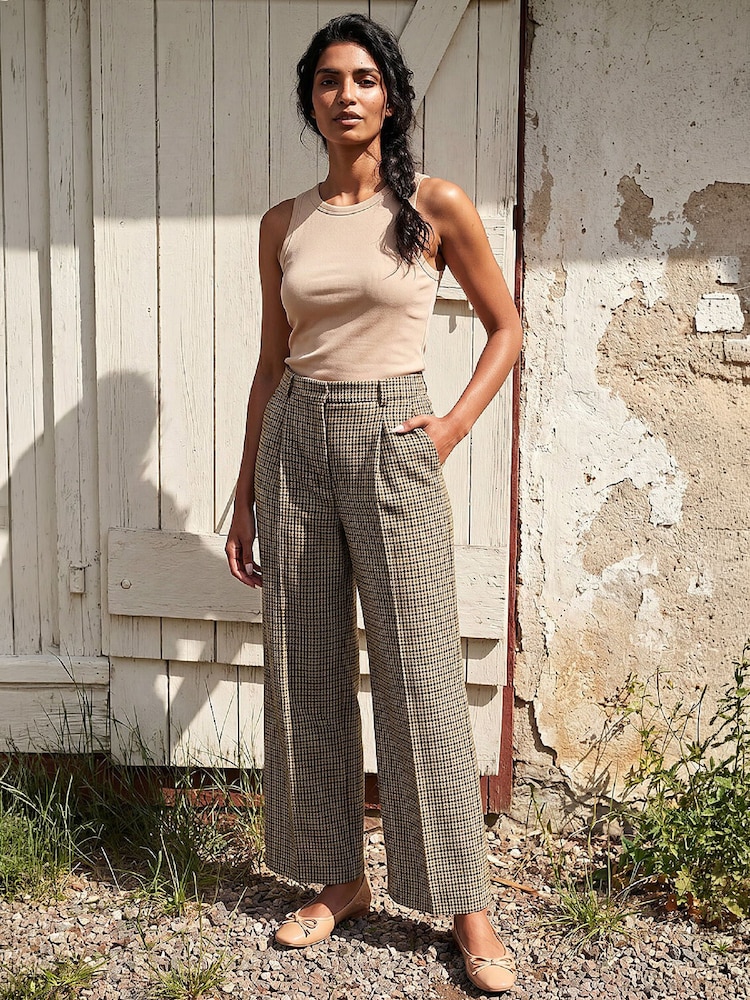 Roman Brown Tweed Wide Leg Trousers - Image 1 of 5