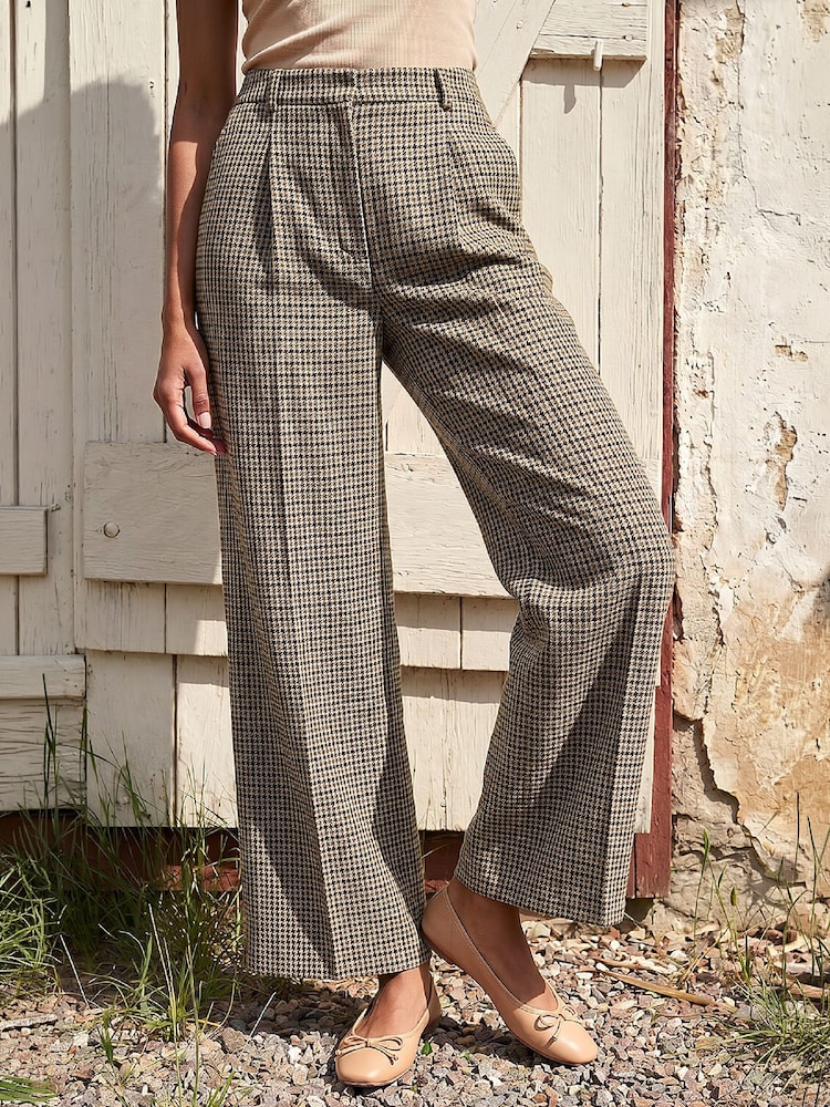 Roman Brown Tweed Wide Leg Trousers - Image 2 of 5