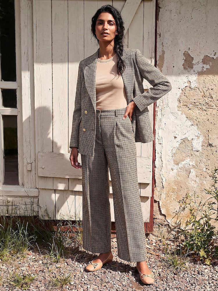 Roman Brown Tweed Wide Leg Trousers - Image 5 of 5
