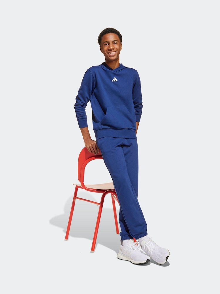 adidas Blue Small Logo Fleece Hoodie - Image 2 of 5
