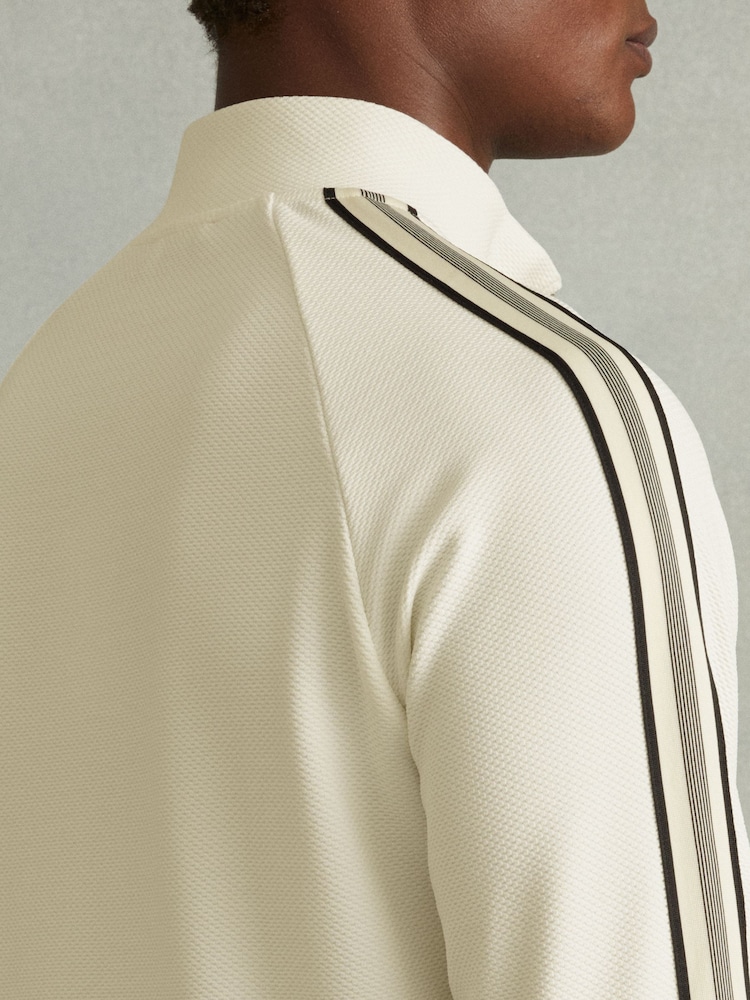 Off White - Reiss Chicago Textured Stripe Half-Zip Funnel Neck Sweatshirt - Image 3 of 5